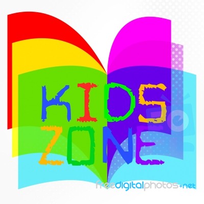 Kids Zone Indicates Social Club And Apply Stock Image