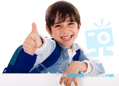 Kindergarden Boy Showing Thumbs Up Stock Photo