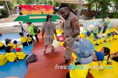 Kindergarten Students Visit The Zoo, In The Jul 15, 2016. Bangkok Thailand Stock Photo