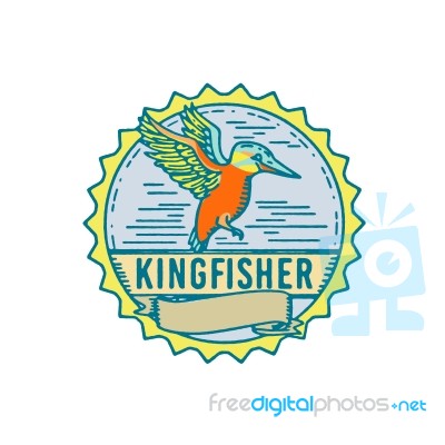 Kingfisher Side Rosette Retro Stock Image