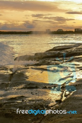 Kings Beach In The Sunshine Coast, Queensland Stock Photo