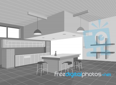 Kitchen Layout Stock Image