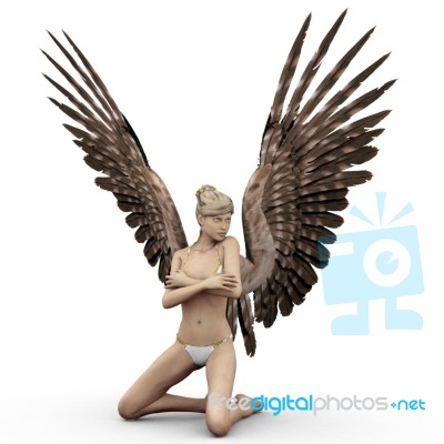 Kneeling Down Angel Stock Image