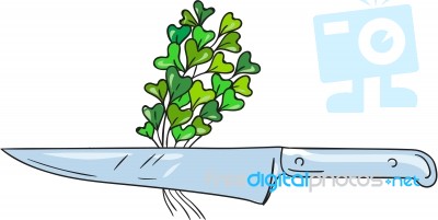 Knife Microgreen Drawing Stock Image