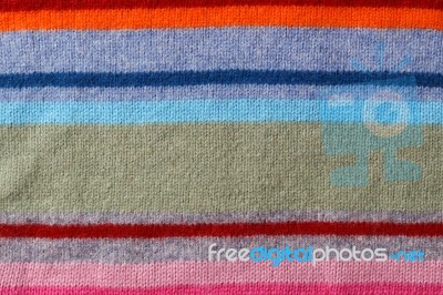 Knit Fabric With Colorful Stripe Stock Photo
