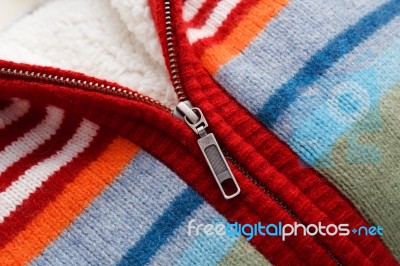Knit Sweater Zipper Stock Photo