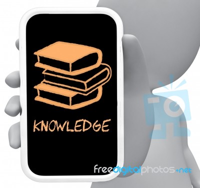Knowledge Online Represents Mobile Phone And Comprehension 3d Re… Stock Image