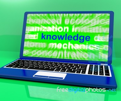 Knowledge Word On Laptop Showing Wisdom And Learning Stock Image
