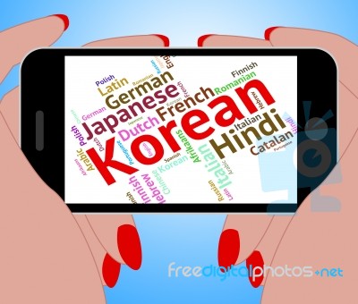 Korean Language Represents Text Translator And Words Stock Image