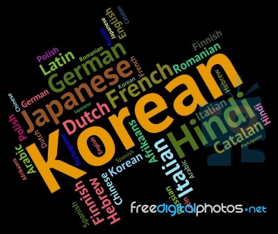 Korean Language Represents Wordcloud Languages And Word Stock Image