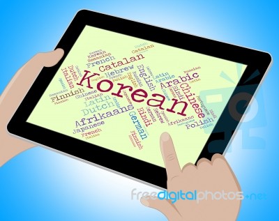 Korean Language Shows Lingo Text And Speech Stock Image