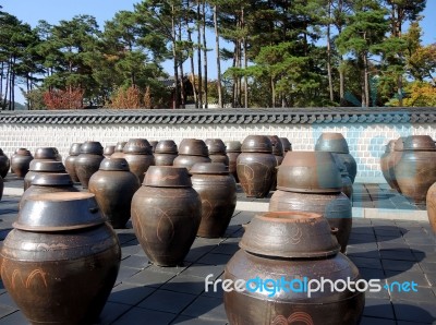 Korean Traditional Jars Stock Photo