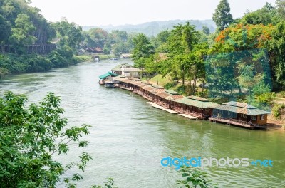 Kwai Noi River Under Death Railway Bridge Stock Photo
