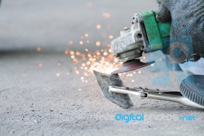 Labour Working By Tool Stock Photo