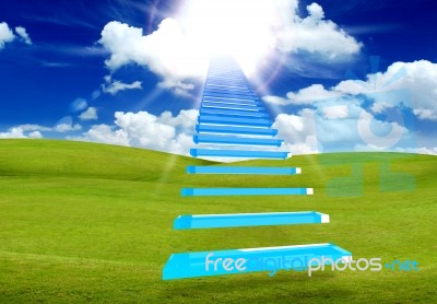 Ladder Direct To Blue Cloud Stock Photo