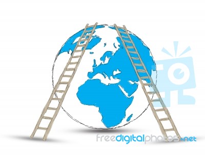 Ladder On Globe Stock Image