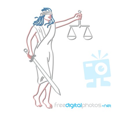 Lady Justice Holding Sword And Balance Neon Sign Stock Image Lady Justice Holding Sword And Balance Neon Sign Stock Image