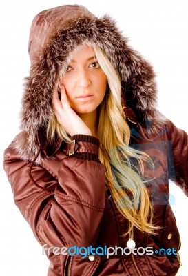 Lady wearing hood Stock Photo