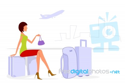 Lady With Luggage Stock Image