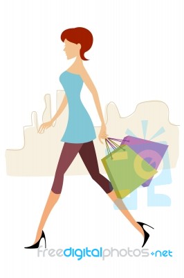 Lady With Shopping Bags Stock Image
