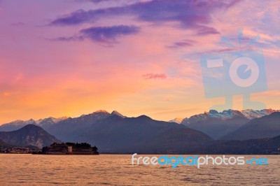 Lake Maggiore And Swiss Alps Stock Photo