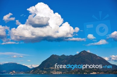 Lake Maggiore, Laveno And Brenna Mountain Stock Photo