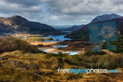 Lakes And Mountains In Wilderness Area Stock Photo