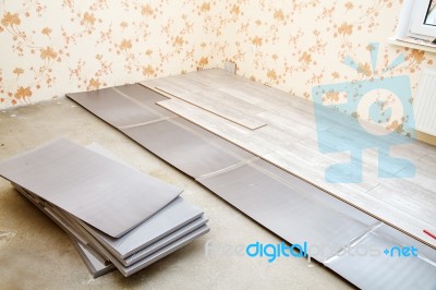 Laminate Boards Prepared For Laying On The Floor Stock Photo