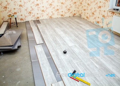 Laminate Boards Prepared For Laying On The Floor Stock Photo