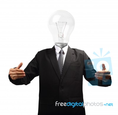 Lamp Head Businessman Hand Outstretched Forward Stock Image