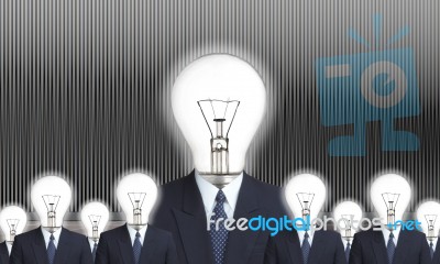 Lamp Head Businessmen Stock Photo