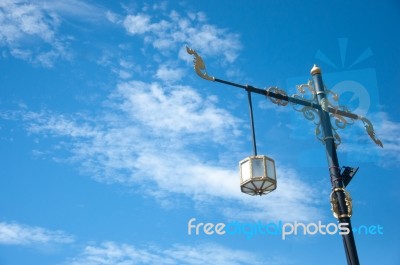 Lamp Post Street Road Light Pole Isolated.thai Art Stock Photo