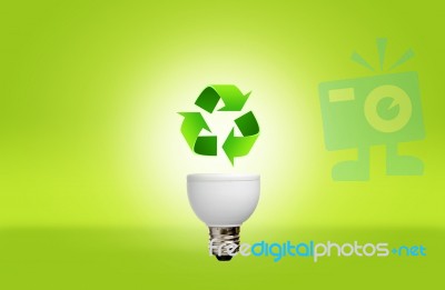 Lamp With Recycle Symbol Stock Image