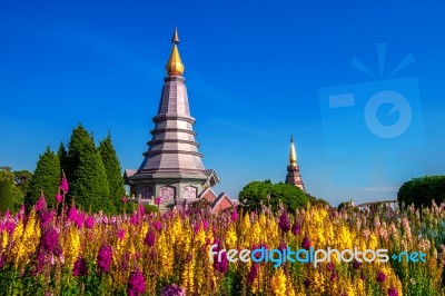 Landmark Pagoda In Doi Inthanon National Park At Chiang Mai, Thailand Stock Photo