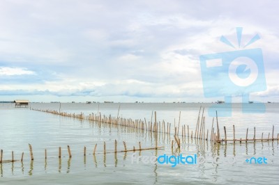 Landscape Fishing Cottage In Sea  Stock Photo