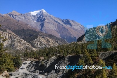 Landscape Of Manang ,nepal Stock Photo