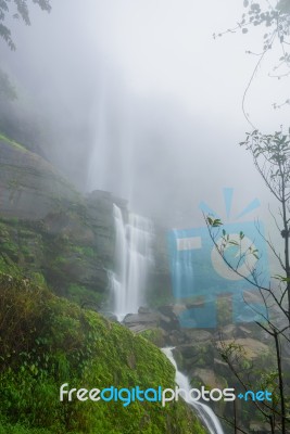 Landscape Of Tad Huay Ping Waterfall In Deep Rain Forest Of Bola… Stock Photo