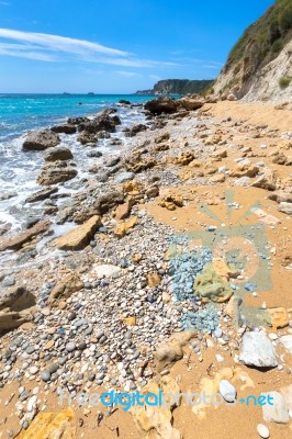 Landscape Rocky Coast Kefalonia Greece Stock Photo
