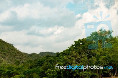Landscape With Mountain Range Stock Photo