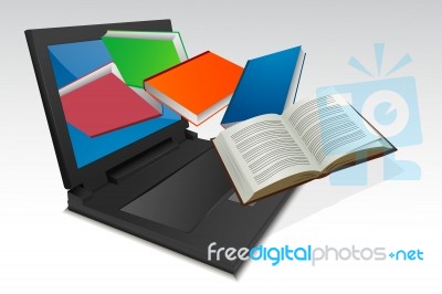 Laptop And Books Stock Image