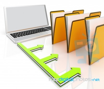 Laptop And Folders Shows Administration And Organized Stock Image Laptop And Folders Shows Administration And Organized Stock Image