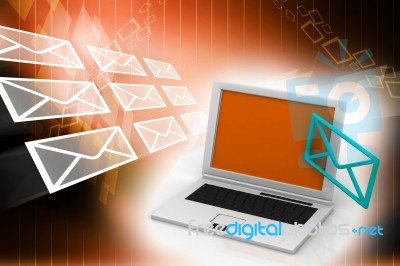 Laptop And Mail Stock Image