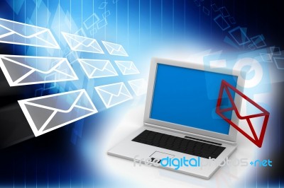 Laptop And Mail Stock Image
