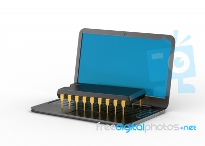 Laptop Computer With Microchips Stock Image