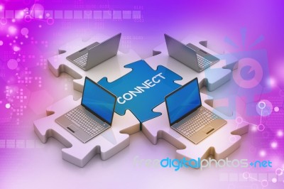 Laptop Connect In Puzzles Stock Image