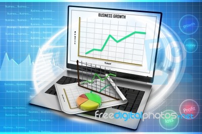 Laptop Showing A Spreadsheet Stock Image