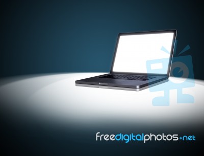 Laptop with blank screen Stock Photo