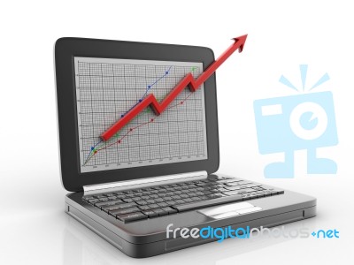 Laptop With Business Chart  Stock Image