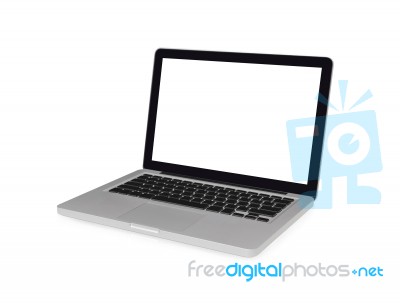 Laptop With Empty Screen Isolated On White Stock Photo