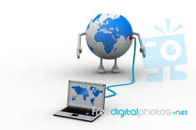 Laptop With Globe Stock Image
